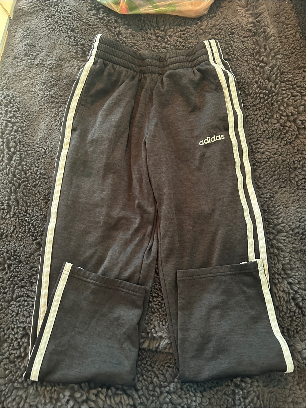 adidas Black Kids Joggers with White Side Stripes